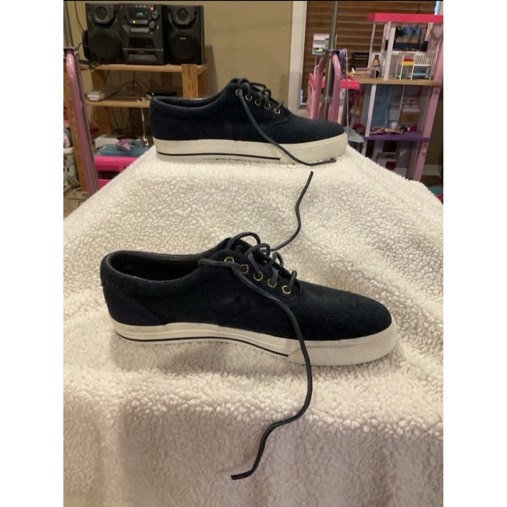 Polo Ralph Lauren Vaughn Wool Herringbone Suede Sneakers Navy Men's 8D Casual